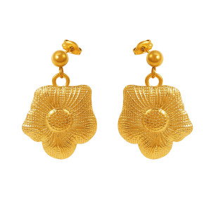 Stainless steel sunflower flower earrings