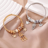 Stainless steel sweet butterfly dream catcher open bracelet