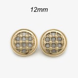 12MM Weaving Grid Fine Glitter metal silver plated snap charms