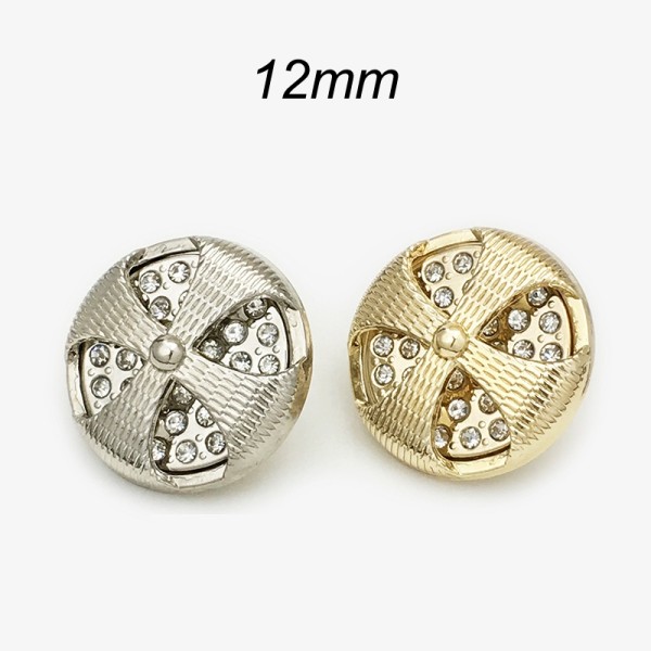 12MM Round cross inlaid with diamonds metal silver plated snap charms