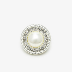 20MM Pearl Diamond metal silver plated snap charms