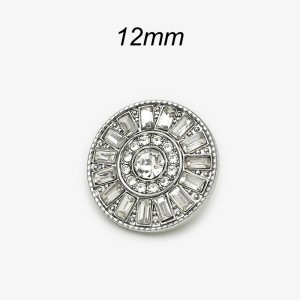 12MM rhinestone metal silver plated snap charms