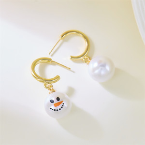 Christmas Pearl Snowman Earrings