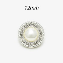 12MM Pearl Diamond metal silver plated snap charms