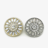 20MM rhinestone metal silver plated snap charms