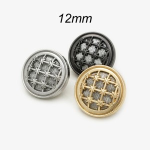 12MM Weaving Grid Fine Glitter metal silver plated snap charms