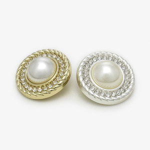 20MM Pearl Diamond metal silver plated snap charms