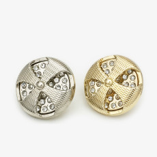 20MM Round cross inlaid with diamonds metal silver plated snap charms