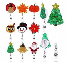 Acrylic Christmas DIY Fun Badge Expansion Clip Badge Reel ID holder