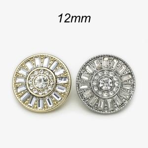 12MM rhinestone metal silver plated snap charms