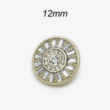 12MM rhinestone metal silver plated snap charms