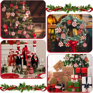 12pcs/lot Cane candy Christmas decoration Christmas tree hanging decoration Christmas tree wood carving cane candy mint Christmas
