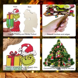 12pcs/lot Christmas Wooden Green Christmas Tree Decoration Festival Wooden Hanging Decoration Christmas Tree Hanging Home Party Decoration