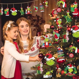 12pcs/lot Christmas Wooden Green Christmas Tree Decoration Festival Wooden Hanging Decoration Christmas Tree Hanging Home Party Decoration