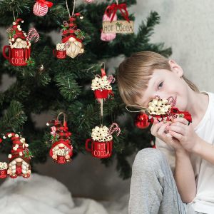 16pcs/lot Dwarf Christmas Wooden Pendant Christmas Spirit Christmas Tree Festival Crafts Decoration Home Decoration