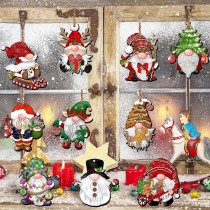 12pcs/lot Wooden Christmas Dwarf Decoration Small Pendant Christmas Tree Decoration Wooden Plaque Set