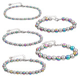 Gold colored dual color waterproof stainless steel bead bracelet