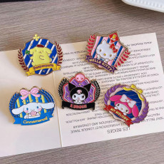 College Style Sanrio Metal Badge Cute Cartoon Kuromi Jade Guigou Brooch Jewelry Pendant