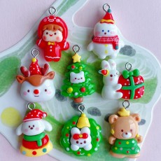 Bright faced Christmas cartoon bunny animal DIY jewelry pendant pendant pendant keychain decoration
