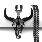 Stainless steel cow head pendant animal necklace