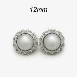 12MM Pearl metal silver plated snap charms