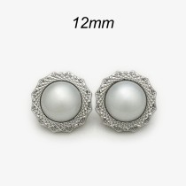 12MM Pearl metal silver plated snap charms