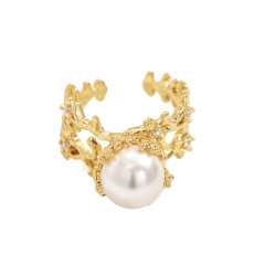 Pearl Copper Open Ring