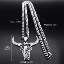 Stainless steel cow head pendant animal necklace