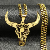 Stainless steel cow head pendant animal necklace