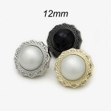 12MM Pearl metal silver plated snap charms