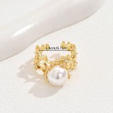 Pearl Copper Open Ring