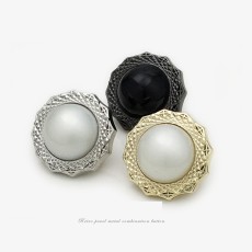 20MM Pearl metal silver plated snap charms