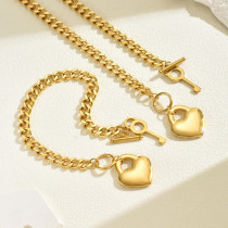 Love copper bracelet necklace set