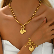 Love copper bracelet necklace set