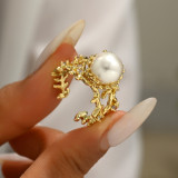 Pearl Copper Open Ring