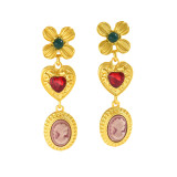 Retro Love Earrings Women's Diamond Set Clover Earrings