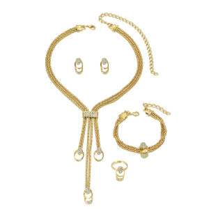 Diamond inlaid ring necklace bracelet earring set