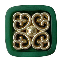 20MM Square resin inlaid metal carving silver plated snap charms