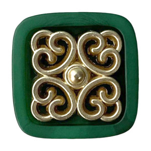 20MM Square resin inlaid metal carving silver plated snap charms
