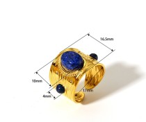 Stainless steel natural stone open ring