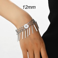 Metal minimalist personalized hollow geometric open tassel bracelet fit 12MM  Snaps button jewelry wholesale