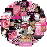 55 Pink Ink English Graffiti Stickers Personalized Decoration Guitar Notebook Luggage DIY Waterproof Stickers