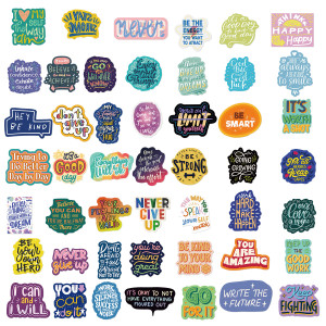 50 motivational and encouraging English stickers for personalized decoration, luggage, notebook, waterproof stickers