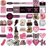 55 Pink Ink English Graffiti Stickers Personalized Decoration Guitar Notebook Luggage DIY Waterproof Stickers