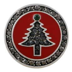 20MM Christmas snap sliver Plated with  rhinestone and  enamel KC7650 red