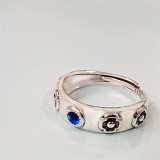 Flower studded diamond ring with adjustable opening
