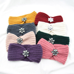 Diamond studded knitted headband, ear protection headband, face wash, exercise, yoga, trendy hair accessories, warm woolen headband