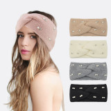 Pearl Sparkling Diamond Cross Hair Strap Warm Ear Protection Headband Bundle Hair Strap Yoga Hair Accessories Face Wash Wide Headset
