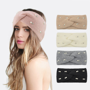 Pearl Sparkling Diamond Cross Hair Strap Warm Ear Protection Headband Bundle Hair Strap Yoga Hair Accessories Face Wash Wide Headset