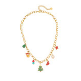 Stainless steel Christmas sled reindeer Santa Claus Christmas tree bracelet necklace earrings